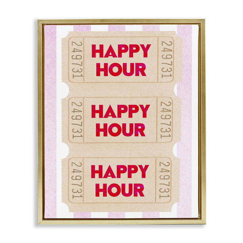 Art mural encadré Happy Hour, H 31 po x l 25 po, Cadre flottant métallique doré