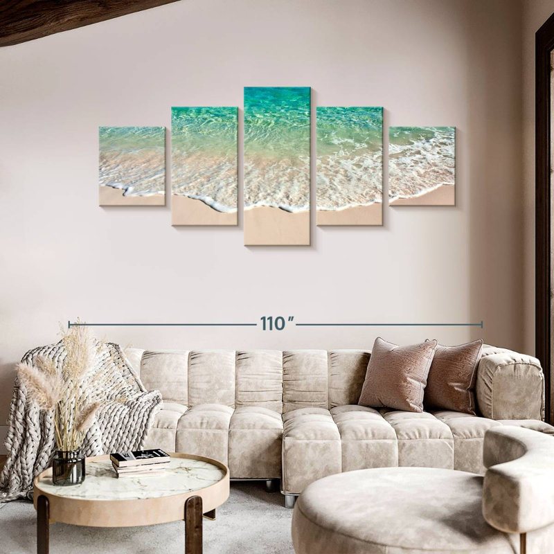 Vagues bleu azaline, H 42 po x l 92 po