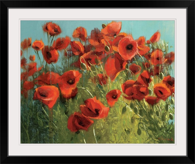 « soleil et raindrops » par shirley novak, reproduction d’art, H 32 po x l 38 po x P 1 po, Cadre blanc