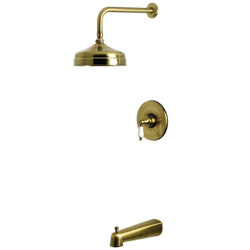 Kingston Brass Single-Handle Pressure Balanced Tub and Shower Faucet, Antique Brass