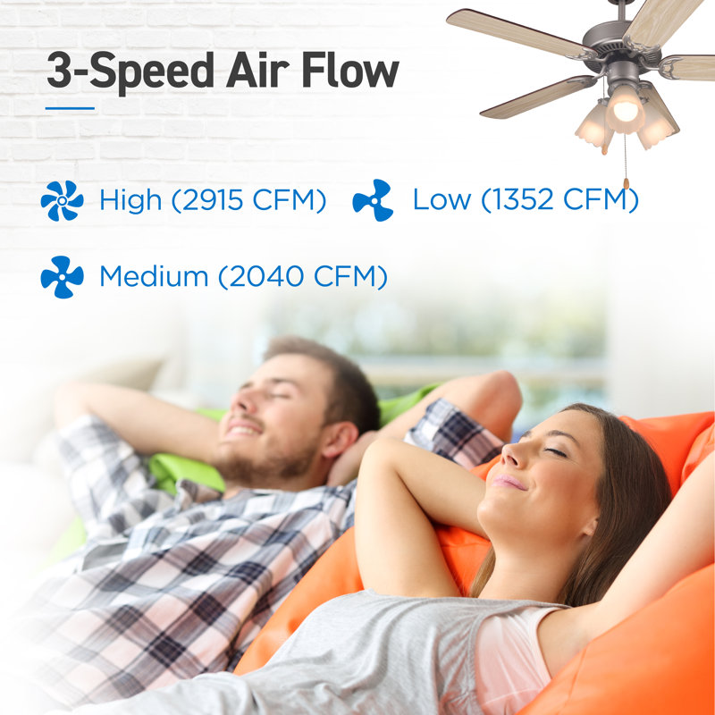 CCFP Series 42" Ceiling Fan 5-Blade With Pull Chain And Light Kit