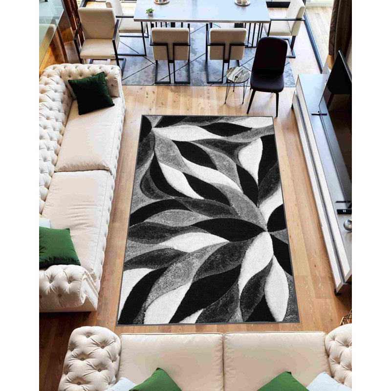 Modern Arriola Shag Abstract Geometric Rug For Living Room Bedroom, Runner 2'7" x 7'10"