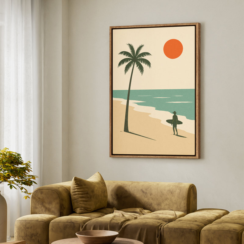 Art mural sur toile encadrée, impressions murales de plage pour le surf - 16 po x 24 po, H 24 po x l 16 po, Natural