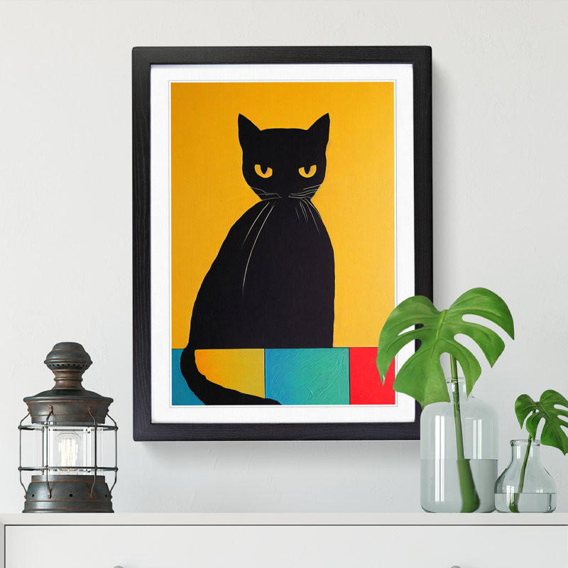 Cat Painting - Picture Frame Print, 64cm H x 46cm W, Walnut Framed