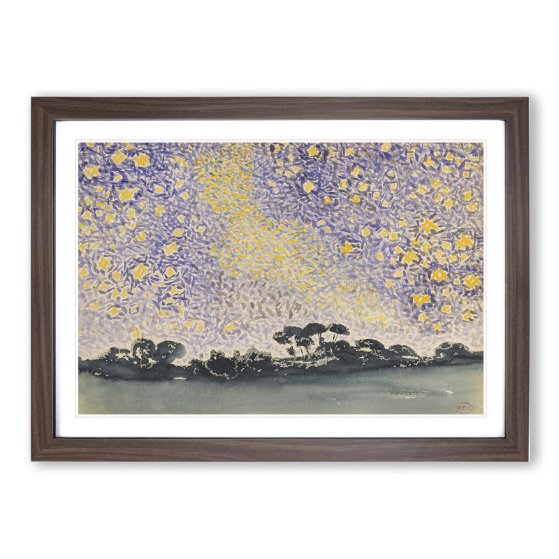 Landscape with Stars Vol.2 by Henri-Edmond Cross - Picture Frame Painting, 27cm H x 36cm W x 2cm D, Walnut Framed