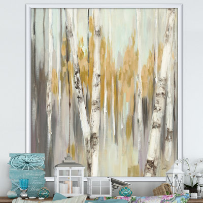 «Silver and Yellow Birch Forest», reproduction d'art sur toile encadrée
