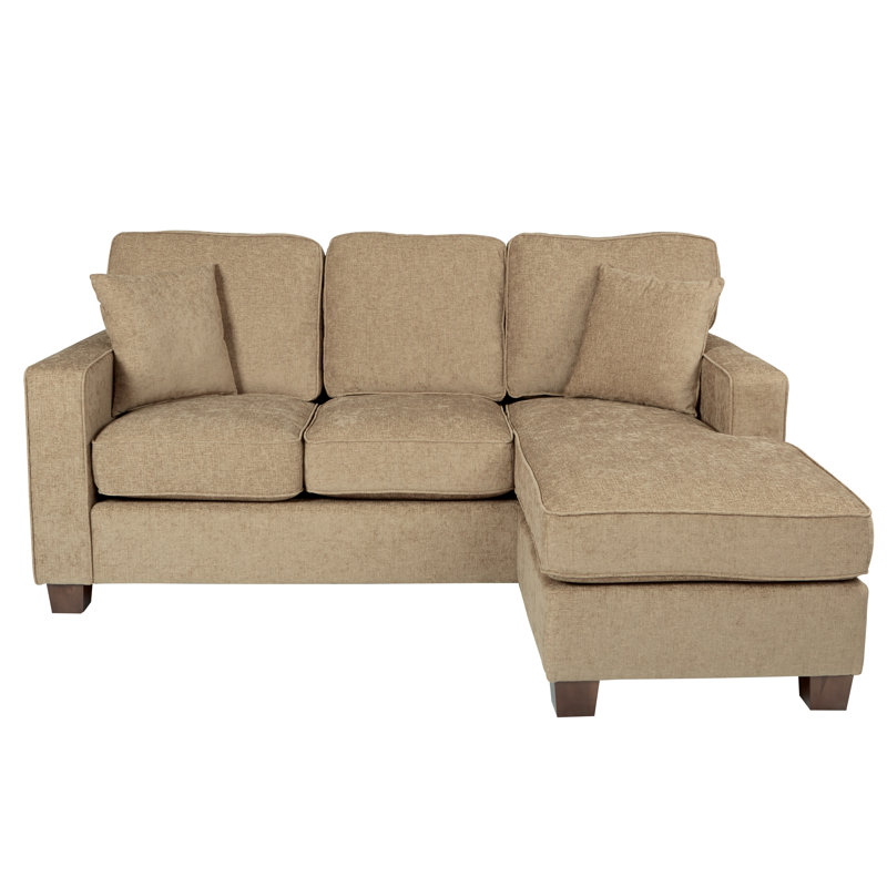Canapé et méridienne réversible de 73,75 po de large Kehlani, Polyester Cush terre