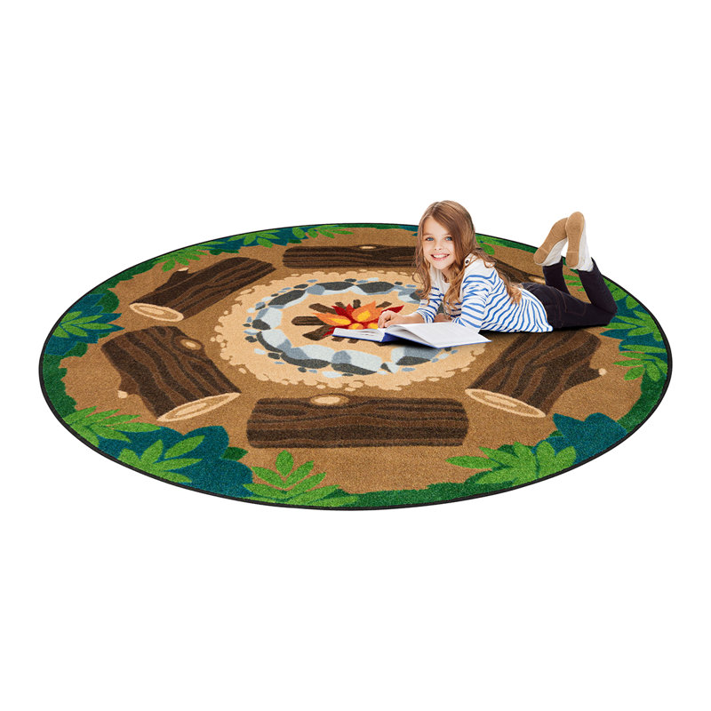 Tapis rond multicolore Campfire Fun, Rond 7 pi 7 po