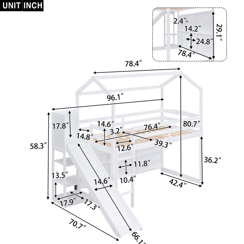 Bittrich Kids Twin Loft Bed, White
