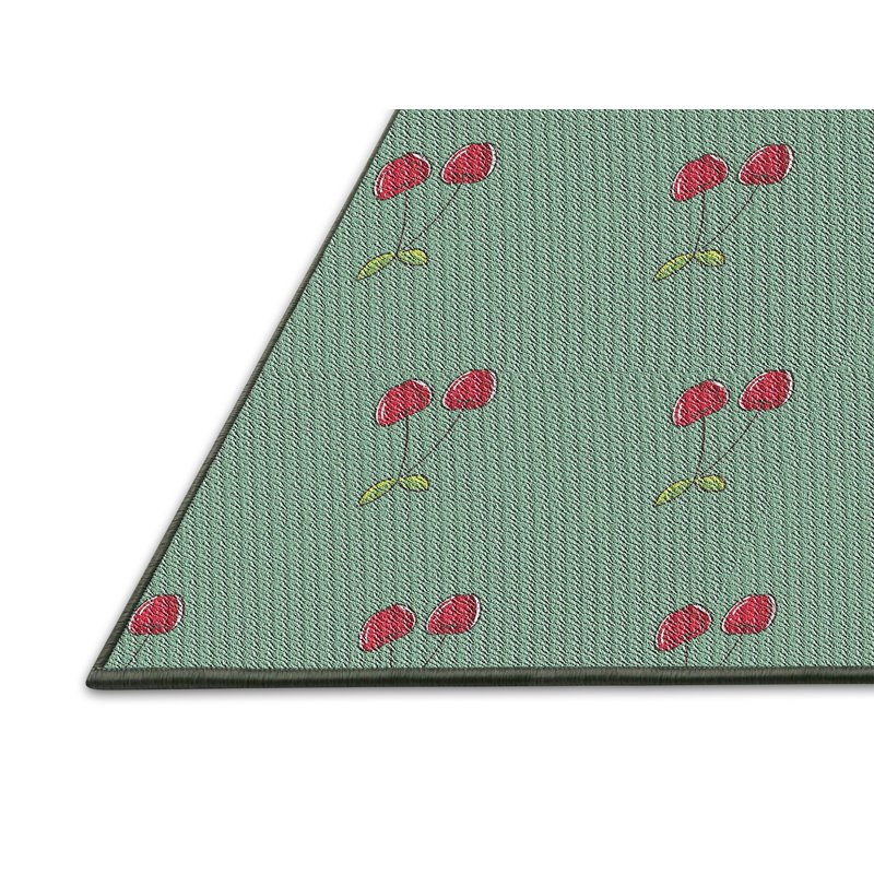 Tapis vert / rose à motifs, Rectangle 8' x 12'