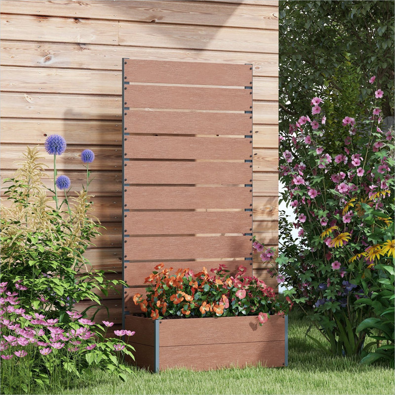 Support à plantes en bois et en plastique pour espace extérieur de 28,2 po x 15 po x 59 po avec utilisation pratique au quotidien