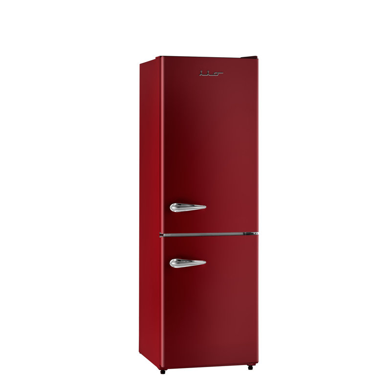 Iio 24" 11 Cubic Feet Smudge-Resistant Bottom Freezer Refrigerator, Right, Red