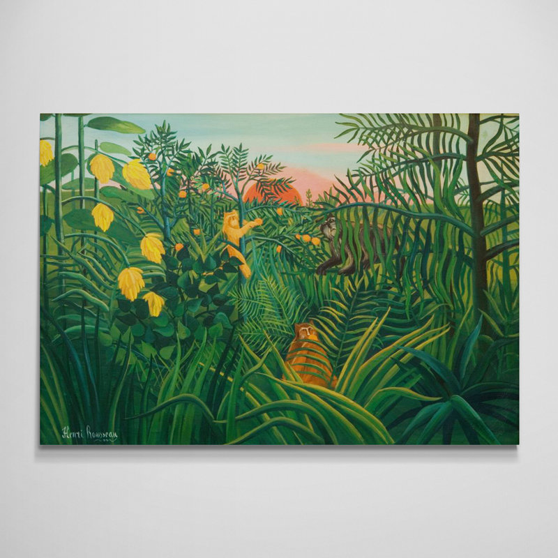 Three Apes In The Orange Grove by Henri Rousseau - Wrapped Canvas Art Prints, 21 cm H x 31 cm W
