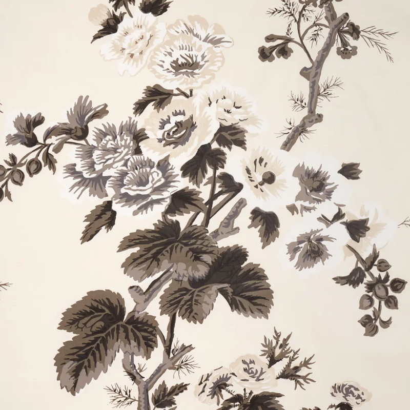 Pyne Hollyhock Fabric, Charcoal