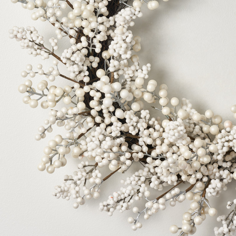 Waterproof Winter White Pearl Berry Christmas Holiday Front Door Wreath