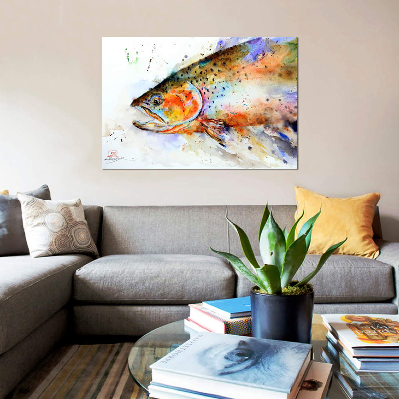 Fish (Multi-Color) by Dean Crouser - Wrapped Canvas Painting, 66.04 cm H x 45.72 cm W x 1.91 cm D