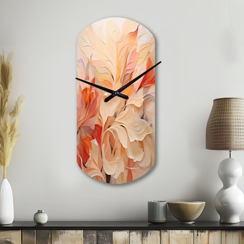 Minimalisme, pêche, horloge murale asymétrique en métal, horloge murale cylindrique pêche, Grand