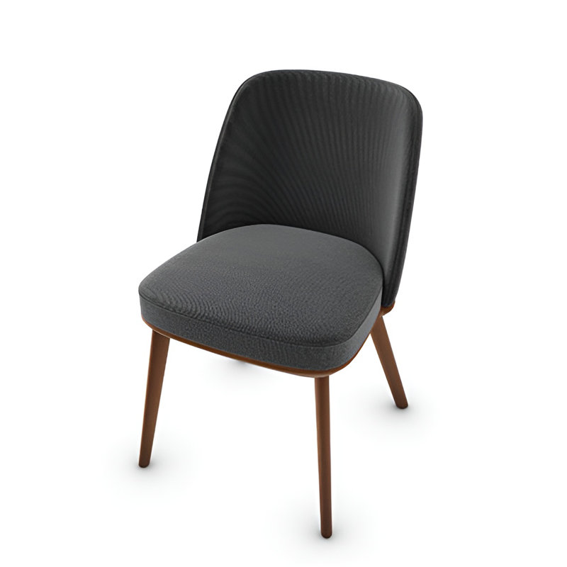 Chaise Foyer rembourrée avec base en bois, Gris cendré, Noyer