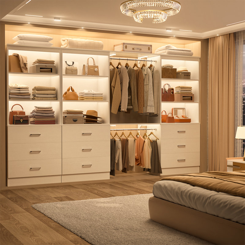 70.8'' Closet System With 9 Wooden Drawers(Set of 3), White