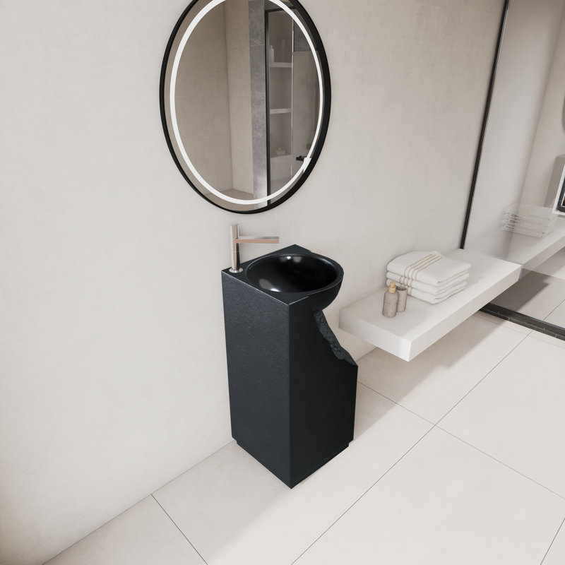 Lavabo de salle de bain piédestal de 34 po de hauteur avec trou pour robinet KPYG01-400