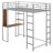Metal Loft Bed with 2 Shelves and one Desk-144694756-144694747