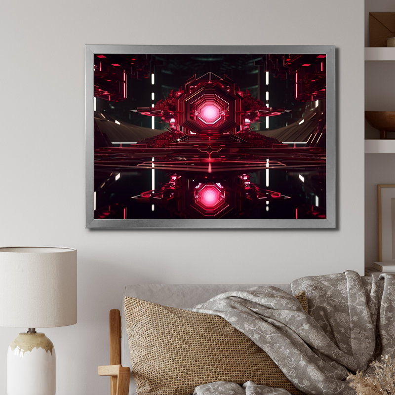 Quantum Universe Futuristic 3D I sur impression sur toile, H 16 po x l 32 po x P 1 po, Cadre simple argenté