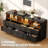 63" 6 Drawer Dresser with RGB LED Lights & Power Outlet, Wood TV Stand with Open Shelves-1714297342