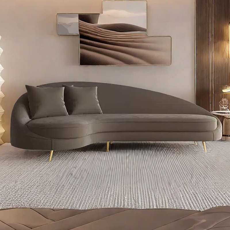 Canapé-lit Curved, Taupe, Orienté à gauche (vu de face)