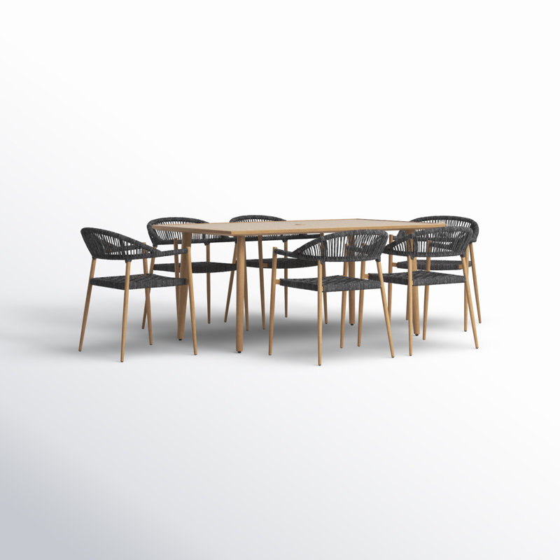 Oniel 67'' Rectangular 6 - Person Outdoor Dining Set