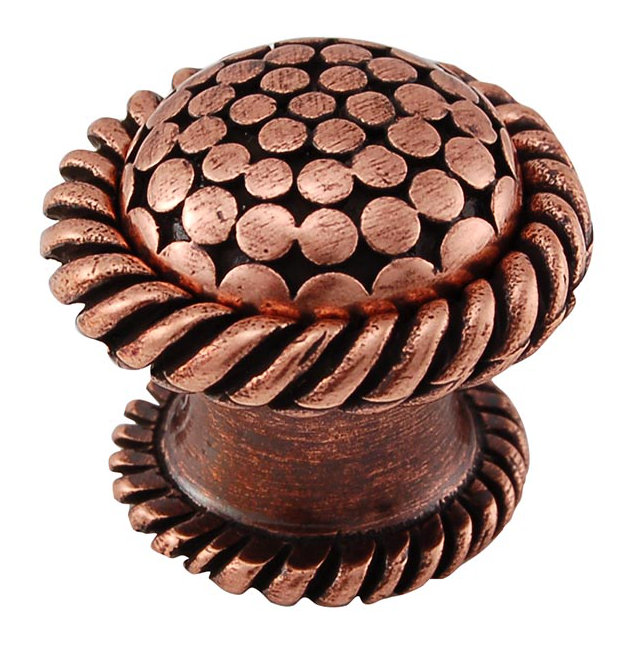 Tiziano Mushroom Knob, 1.25" H x 1.25" W x 1" D, Antique Copper