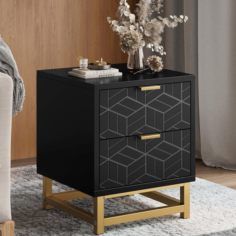 Commode 2 tiroirs, Noir