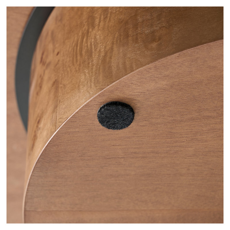 Table basse de 31,49 po en noyer moderne avec placage de bois de ronce - Petite table basse ronde de salon avec piédestal robuste pour bureau d'appartement