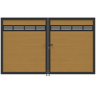 Barrière d'intimité décorative 6 pi H * 8 pi l avec cadres en métal et ensembles de poignées, double barrière en bois composite en plastique - sans les poteaux