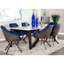 Table de salle à manger rectangulaire contemporaine en faux marbre blanc, pieds asymétriques en bronze, sièges de cuisine de 6 po, 6 po de largeur