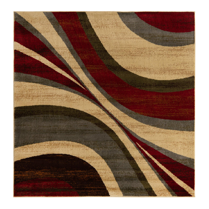 Ivetta Performance Abstract Indoor Rug, Square 6'1"