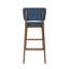 Paire de chaises de bar de style Mid-Century moderne - bleu foncé, structure en bois, pieds fuselés fins, tabourets bleus, élégant (de 2