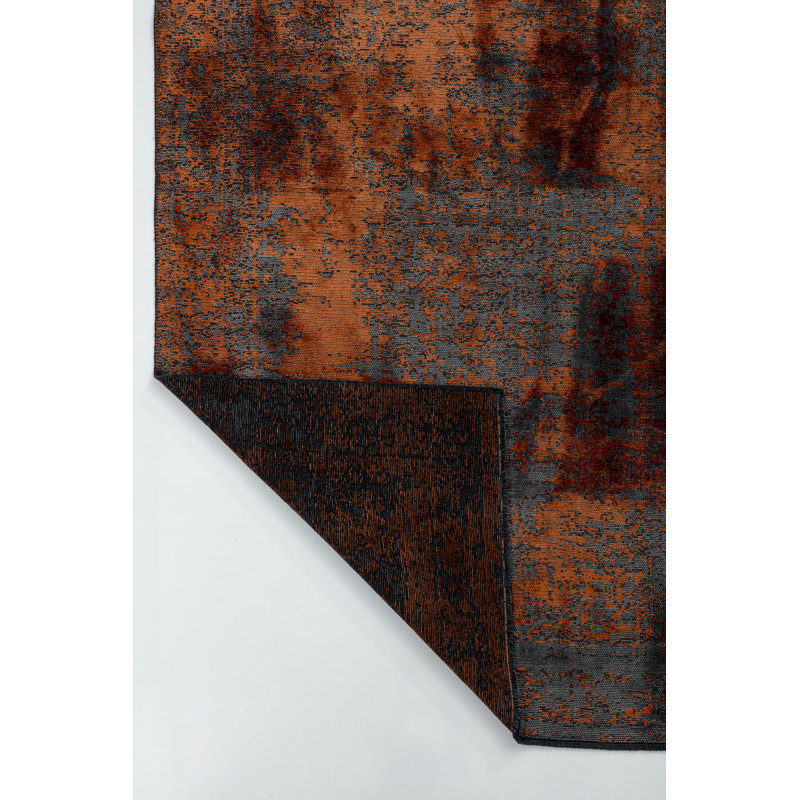 Rapture Black/Orange Abstract Luxury Area Rug, Rectangle 7'10" x 11'2"