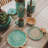 Patina Turquoise Ceramic Rustic Southwestern 16 Piece Dinnerware Set