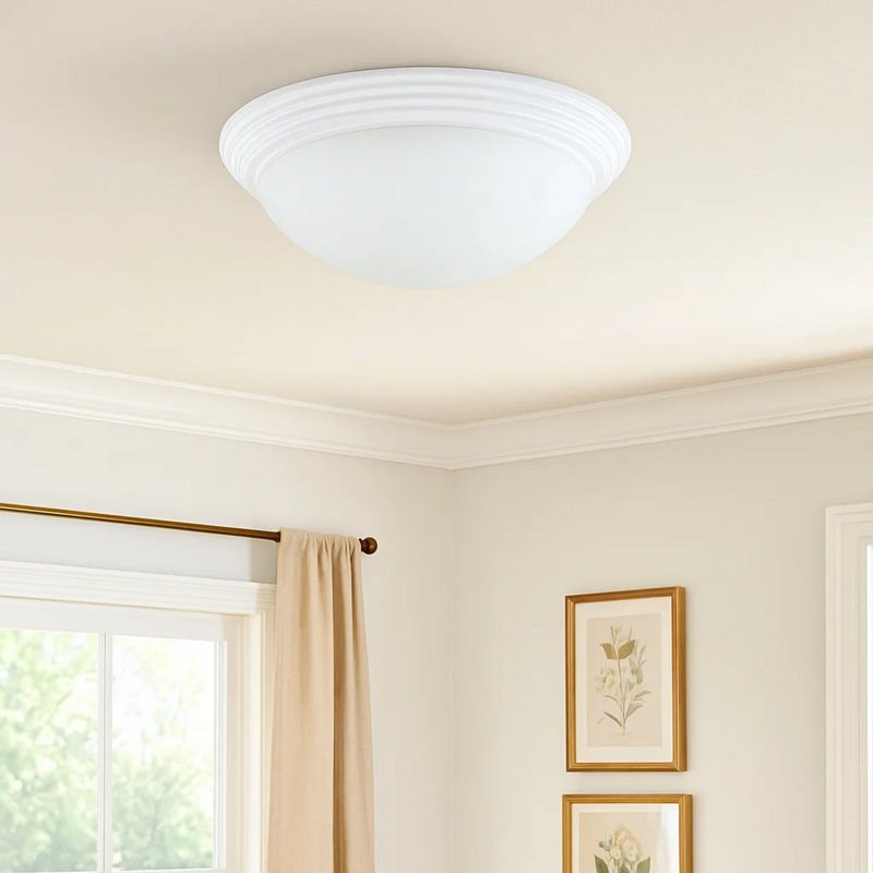 Plafonnier encastré 1 lumière, Blanc, H 4,84 po x l 14 po x P 14 po