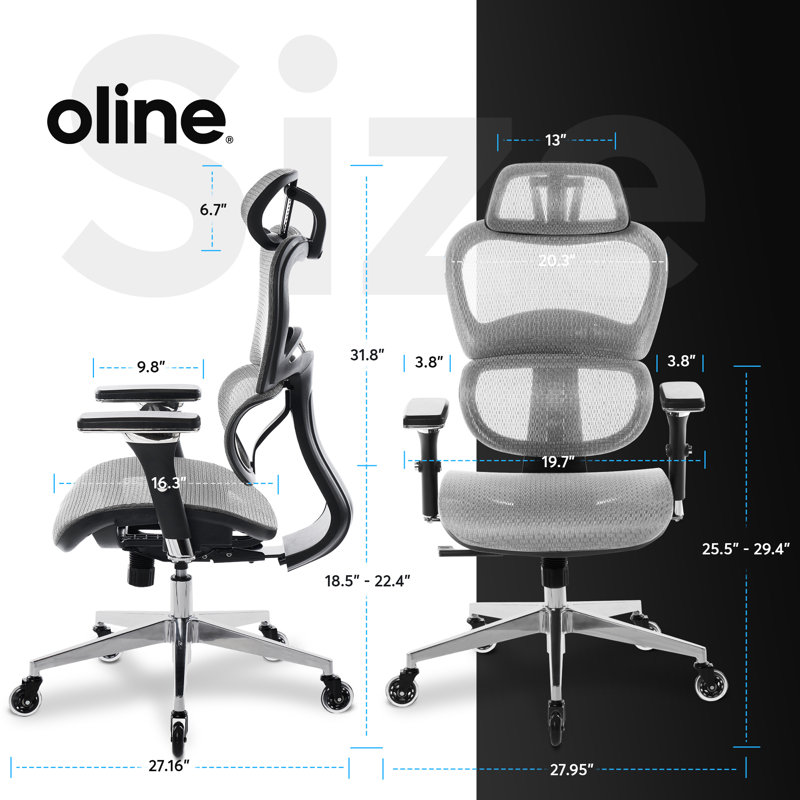 ErgoPro Gray Mesh Adjustable Executive Office Chair with Blade Wheels
