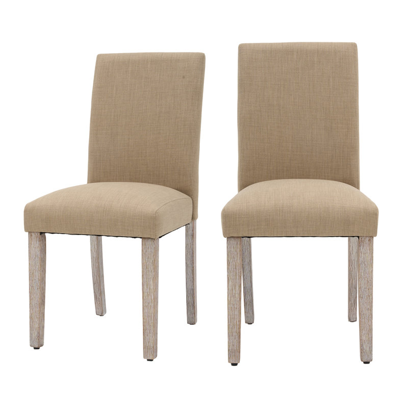 Upholstered Wooden Dining Chairs, Light Gray, 2 Pieces