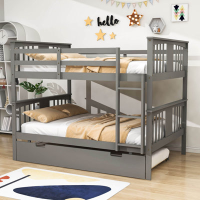 Full Over Full Wood Standard Bunk Bed With Twin Size Trundle -  Harriet Bee, 39002B1E4D1840AAB0636734CF5B06CF