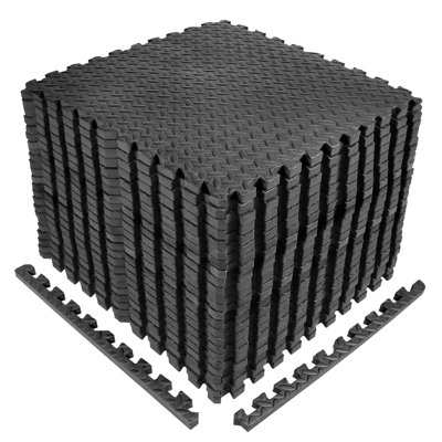Extra Thick Interlocking Exercise Foam Mats, 3/4-Inch Thickness Gym Flooring Tiles (96 SQ. FT)