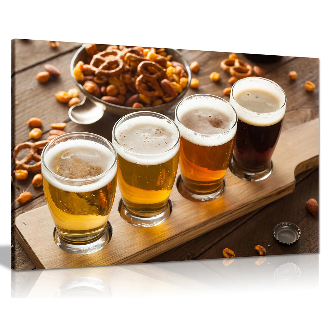 Alcoholic Beers & Pretzels Bar Pub - Wrapped Canvas Print