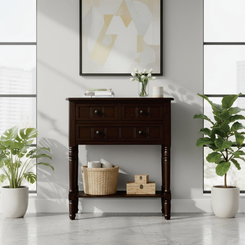 Console avec 3 tiroirs et tablette inférieure, Espresso