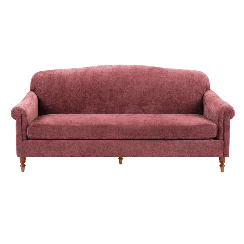 Causeuse 2 places avec accoudoirs roulés Modern, Chenille rouge