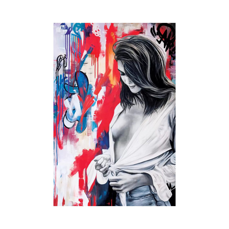 The Woman With The Knotted Shirt by Val Escoubet - Painting on Canvas, Wrapped Canvas, 30.48cm H x 20.32cm W x 1.91cm D