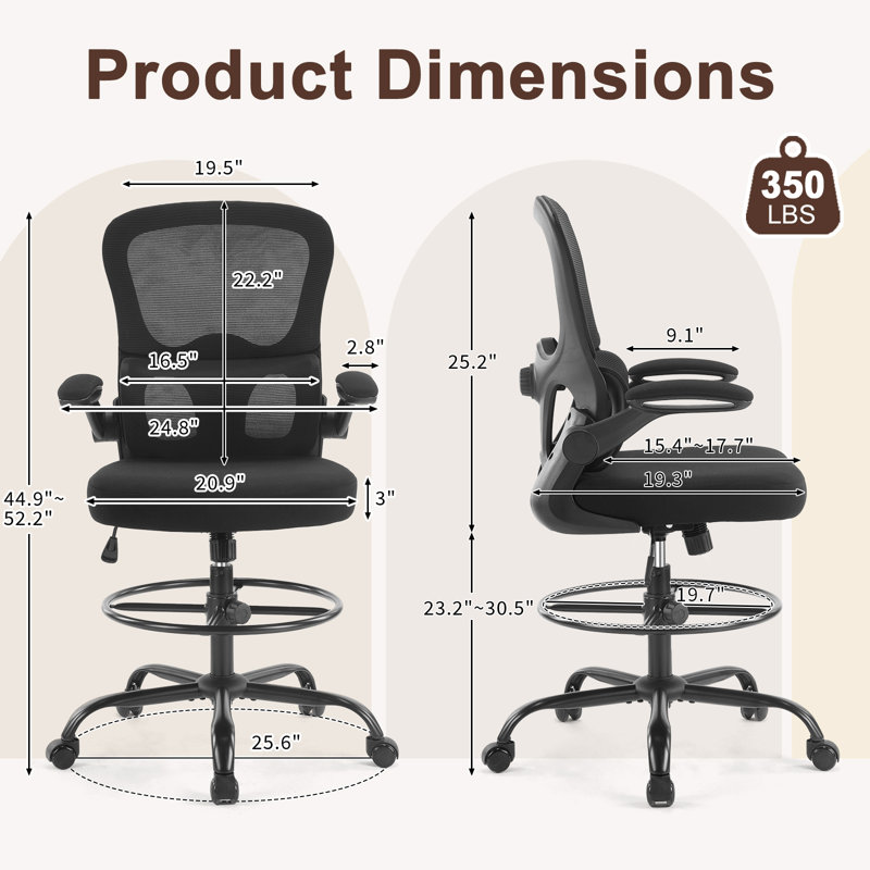 2 Piece Office Sets Computer Desk & Office Chair, Beige/White Table/Black Chair
