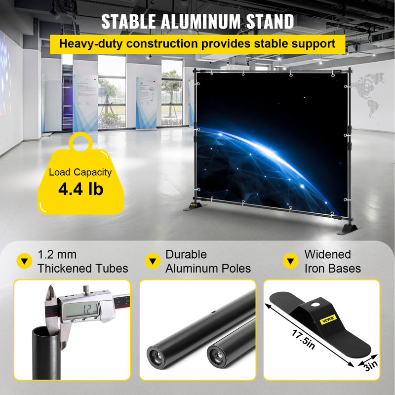 Adjustable Black Aluminum Freestanding Banner Stand with Carrying Bag