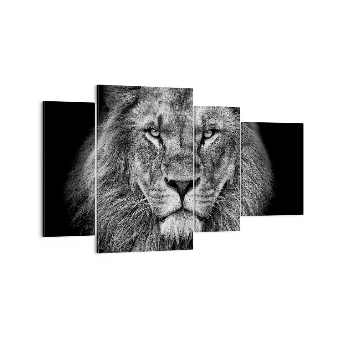 4-tlg. Leinwandbilder-Set Portrait Lion Black and White